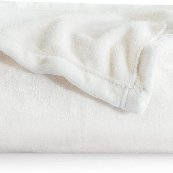 BedSure Bedding Bedsure White Fleece Throw Blanket 30gsm Soft Light